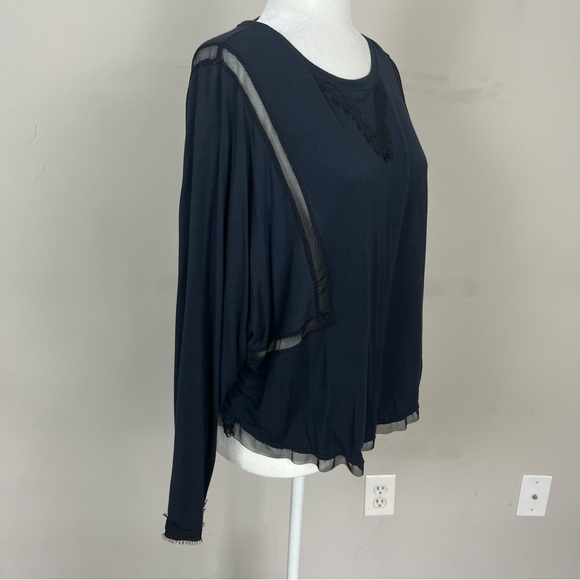 FREE PEOPLE INTIMATELY LOWKEY LONG SLEEVE PULLOVER IN NAVY AND BLACK SIZE SMALL - Picture 9 of 12